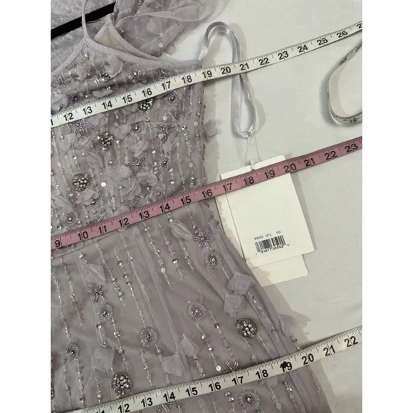 NWT $698 Mac Duggal [ 10 ] Embellished Cape Sleeve Trumpet Gown in Lilac Purple‎ - Picture 6 of 16